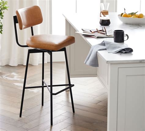 pottery barn leather stool|Leather Barstools & Counter Stools